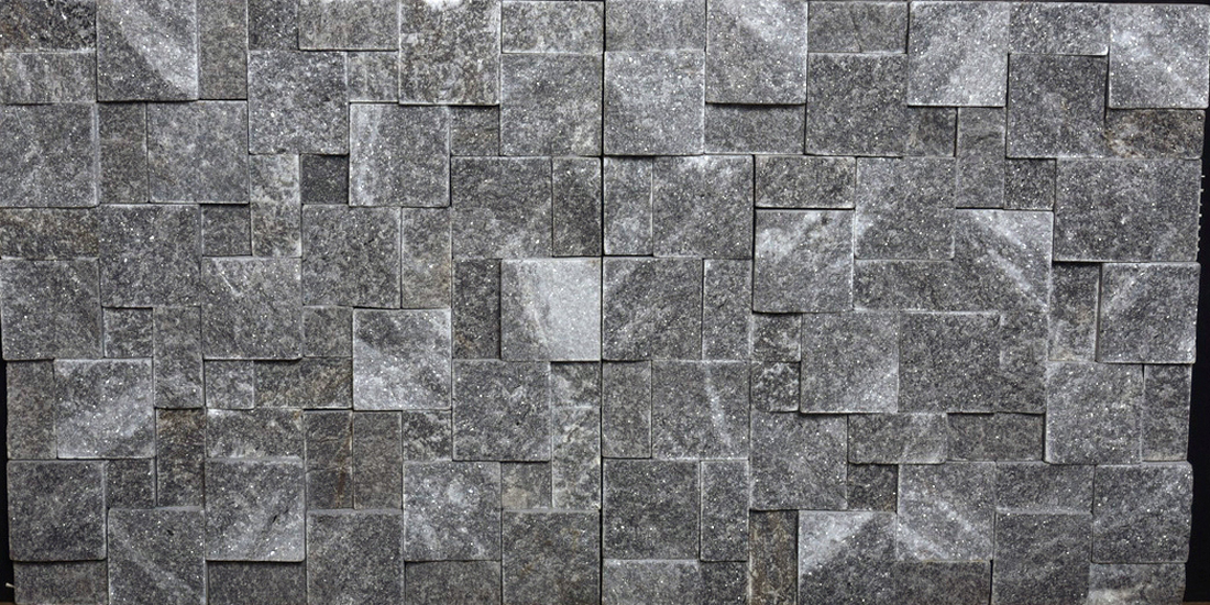  Black Grey Split face Marble Stone Mosaic Tile for Wall Cladding